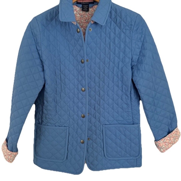 Vineyard Vines Light Blue and Pink Women's Size XS Reversible Quilted Jacket - Picture 5 of 7